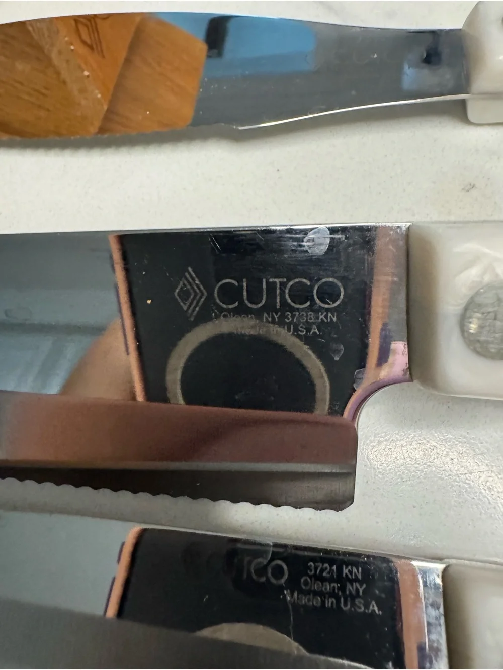 Cutco Pearl White Knife Set 11-Piece Set w/Wooden Block Holder Sharp